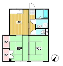 陽崇台ハイツ 2DKの間取図画像