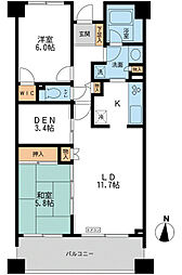 CASSIA横濱ガーデン山 2LDKの間取図画像