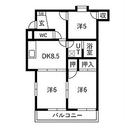 パークス角五郎 3DKの間取図画像