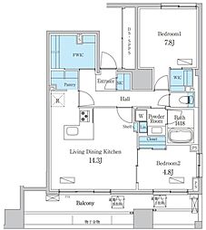 名古屋市千種区今池1丁目マンション 2LDKの間取図画像
