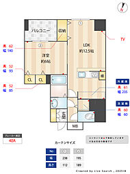 S-FORT警固タワー 1LDKの間取図画像