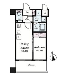 グランフォーレ箱崎ステーションプラザ 1DKの間取図画像