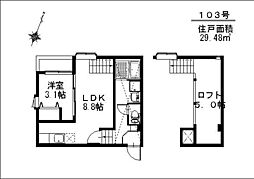 ベイコート姪浜 1LDKの間取図画像