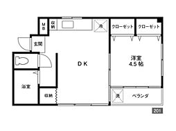 フィラヨシダ 1DKの間取図画像