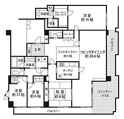 セソール川崎京町ハイライズフォースピア 4LDKの間取図画像