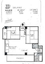 鳥羽パールハイツ 2LDKの間取図画像