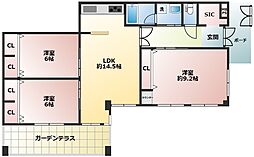 シャルムロアイヤル朝霧C3棟 3LDKの間取図画像