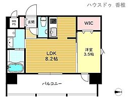 エンクレスト千早 1LDKの間取図画像