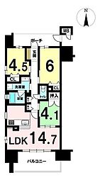 イニシア鶴見パークウエスト 3LDKの間取図画像