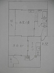 漆器団地共同アパート 2Kの間取図画像