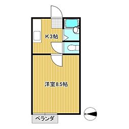 シャトレー2 1Kの間取図画像