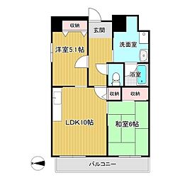 シャルム城山 2LDKの間取図画像