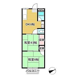 セレーネハイム第17 2DKの間取図画像