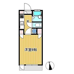 パールヴィラ北園 1Kの間取図画像