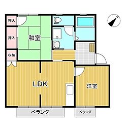 ヘルハイム八子A 2LDKの間取図画像