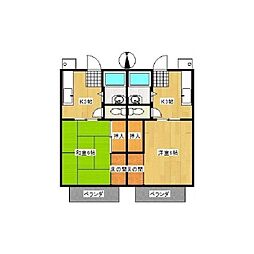 マービーハイツ 1Kの間取図画像