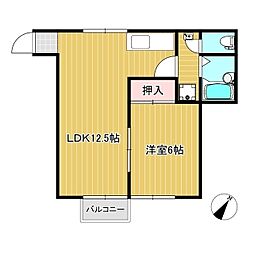 ライツェント鏡野第1 1LDKの間取図画像