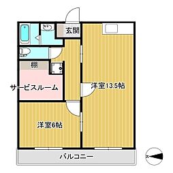 カレント国分寺パート2 2LDKの間取図画像