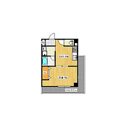 YKK西町 1DKの間取図画像