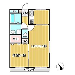 カレント勝央 1LDKの間取図画像