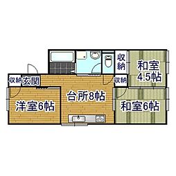 コーポ宮本 3DKの間取図画像