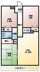 プレステージ明石魚住駅前2 3LDKの間取図画像