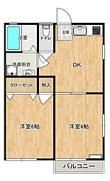 セントポーリア 2DKの間取図画像