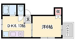ナイスワン広畑 1DKの間取図画像