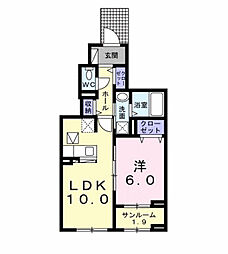 フェリア垣内 1LDKの間取図画像