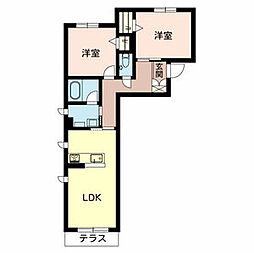 TheFujiiGardenD 2LDKの間取図画像
