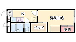 レオパレスコスモス 1Kの間取図画像
