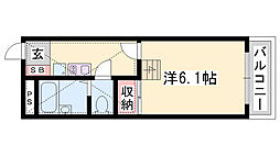 レオパレスフルール竹ノ下 1Kの間取図画像