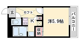 レオパレス渚 1Kの間取図画像