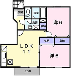 東フラワー 2LDKの間取図画像