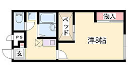 レオパレス太子 1Kの間取図画像