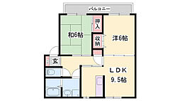 サンハイツA棟 2LDKの間取図画像