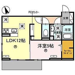 D-PLACE駅南大路 1LDKの間取図画像