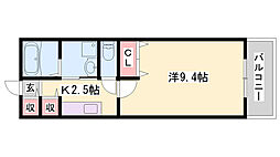 プラシード三宅 1Kの間取図画像