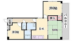 ロイヤルコーポ宝殿 3DKの間取図画像