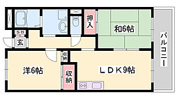 パームコート東山 2LDKの間取図画像