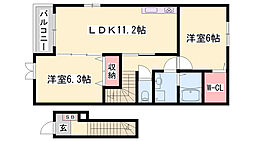 ヌーベル・ヴァンA 2LDKの間取図画像