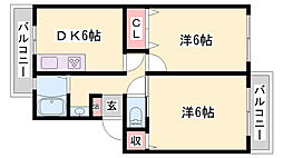 グリーンヒルズ土山 2DKの間取図画像