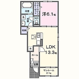 メゾン・ド・クレールA棟 1LDKの間取図画像