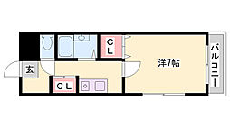 コーポサンライズ 1Kの間取図画像