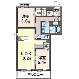 オカバ姫路網干シャーメゾン 2LDKの間取図画像