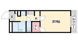 レオパレス感謝 1Kの間取図画像