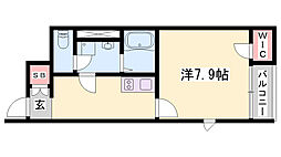 レオネクスト栗 1Kの間取図画像