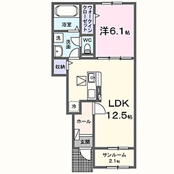 シャルム朝来 1LDKの間取図画像