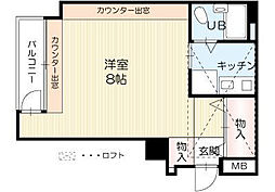 宝殿ヤングパレス ワンルームの間取図画像