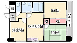 ロイヤルコーポ野田 3DKの間取図画像